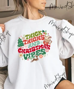 Thick Thighs And Christmas Vibes Tee Shirt