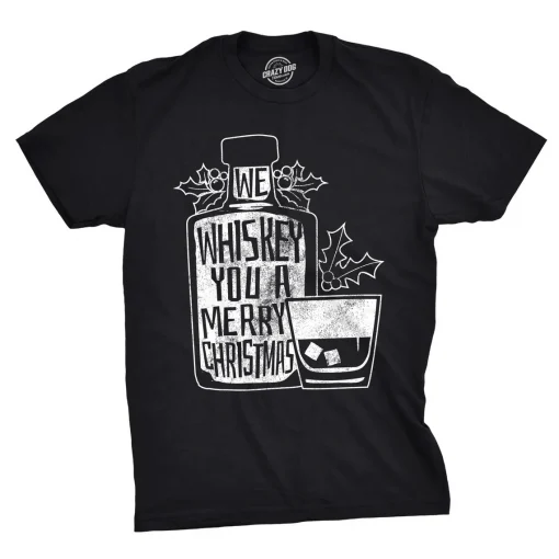 We Whiskey You A Merry Christmas Whisky Christmas T-Shirt