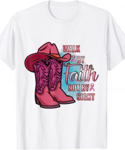 Western Cowgirl Boots Breast Cancer Awareness Christian T-Shirt