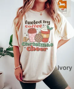 fueled by coffee and Christmas cheer Christmas T-Shirt