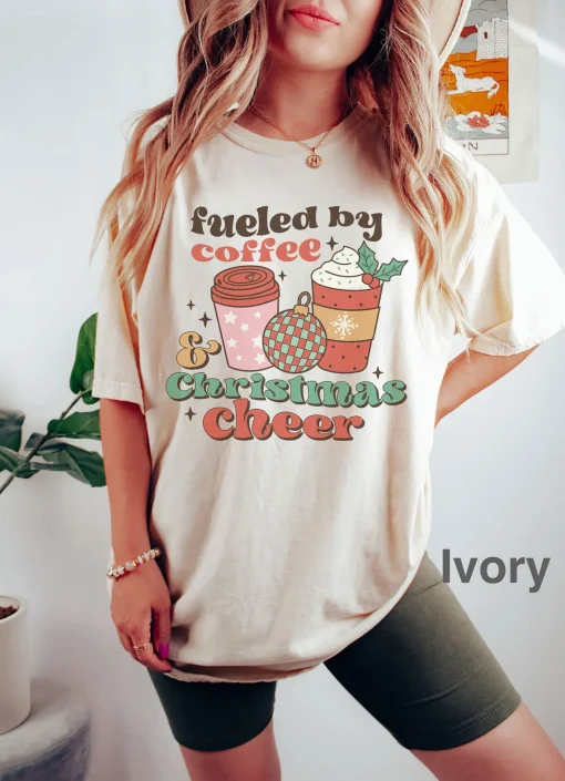 fueled by coffee and Christmas cheer Christmas T-Shirt