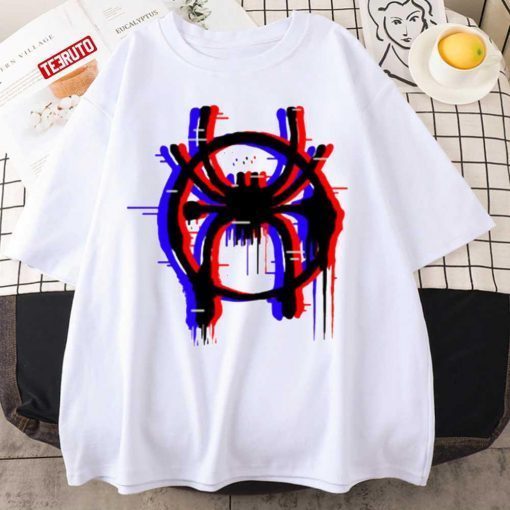 3d Neon Design Spiderverse Logo Spiderman T-Shirt