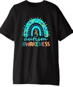 Kids Autism Awareness Rainbow Puzzle Autism Awareness Tee Shirt
