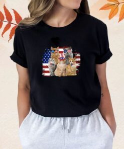 Cat Patriotic USA Cat Lovers Cat Moms 4th July Shirt