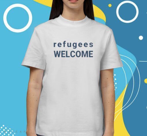 Maia Dunphy Wearing Refugees Welcome Shirt