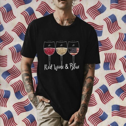 Red Wine And Blue 4th of July Retro Shirt