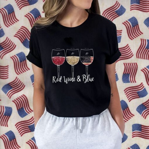 Red Wine And Blue 4th of July Retro Shirt