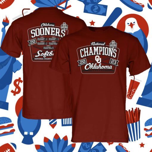 Oklahoma Sooners 2023 Softball College World Series Champions Schedule Shirt