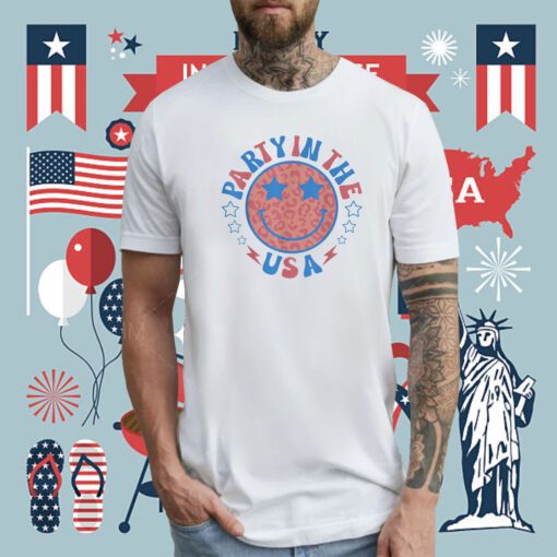 Party in the USA 4th of July Preppy Smile Tee Shirt