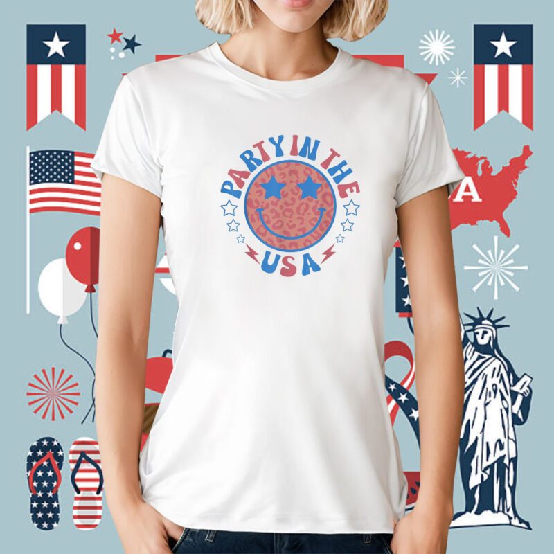 Party in the USA 4th of July Preppy Smile Tee Shirt