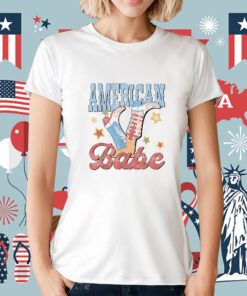 Western Cowgirl Boots Retro American Girls Babe 4th Of July Tee Shirt