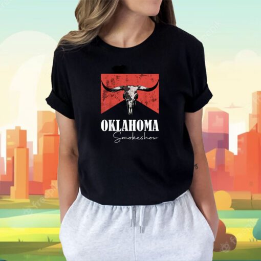 Boho Bull Skull Cow Oklahoma Smokeshow Western Country T-Shirt