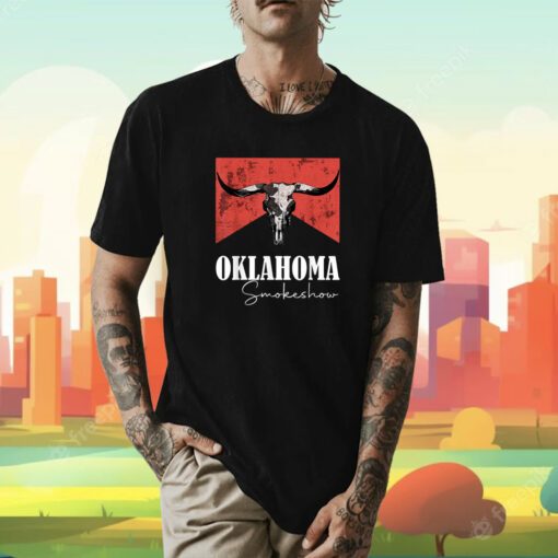 Boho Bull Skull Cow Oklahoma Smokeshow Western Country T-Shirt