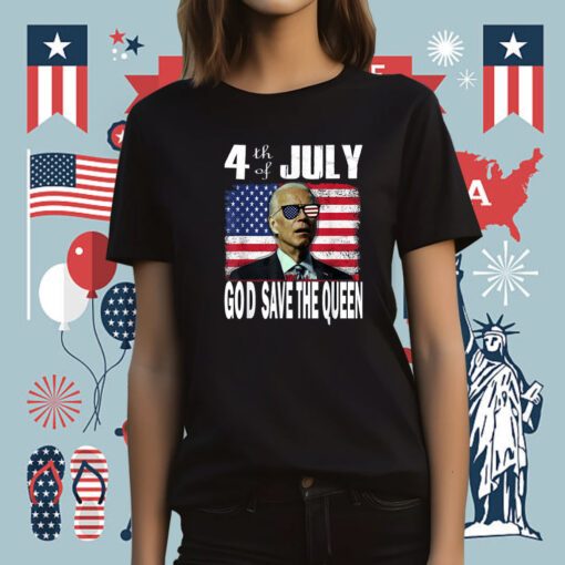 God save the Queen Man Joe Biden 4th July Sunglasses Vintage T-Shirt - Image 2