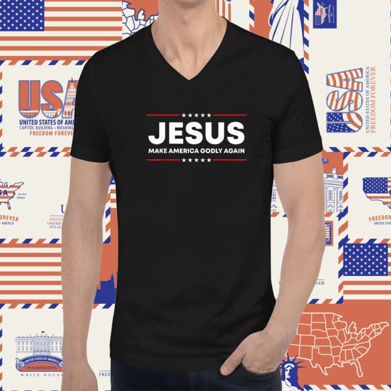 Jesus Make America Godly Again Patriotic Christian Faith USA Tee Shirt