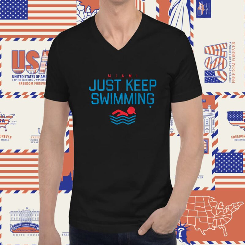 Just Keep Swimming Miami Baseball Tee Shirt