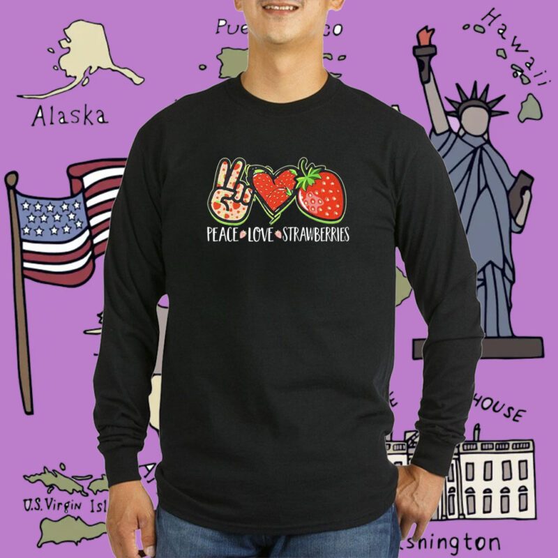 Peace Love Strawberries Tee Shirt