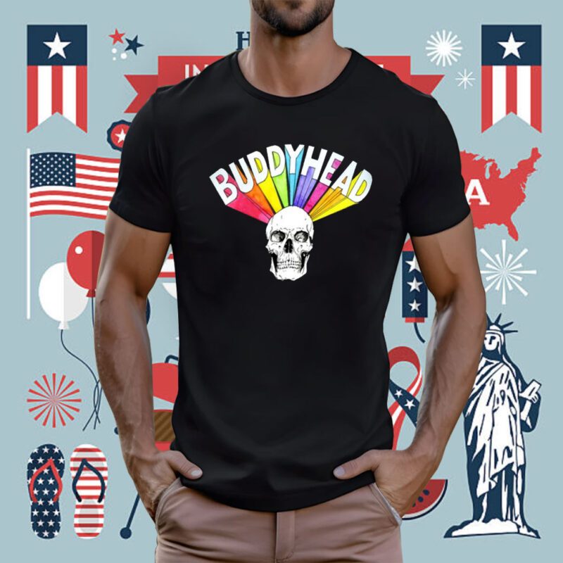 Rainbow Skull Buddy Head Tee Shirt