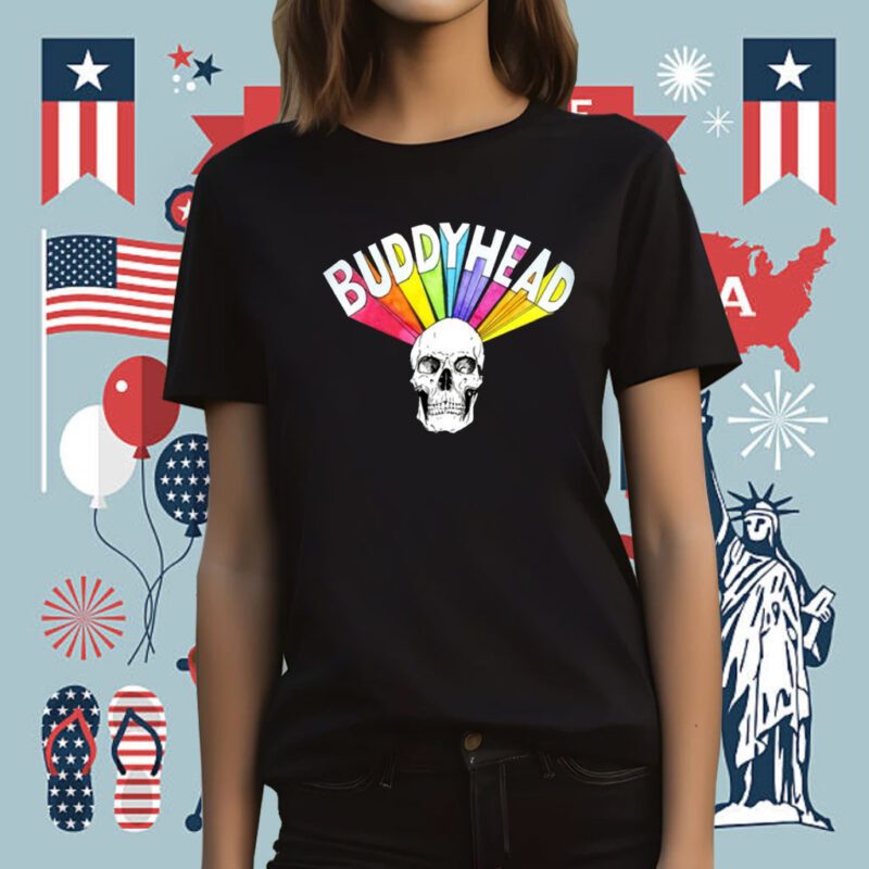 Rainbow Skull Buddy Head Tee Shirt