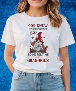 Gnome Garden And Flowers God Knew My Heart Needed Love So He Sent Me My Grandkids T-shirts