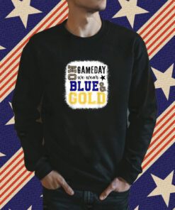 On Gameday Football We Wear Gold And Blue Leopard Tee Shirt