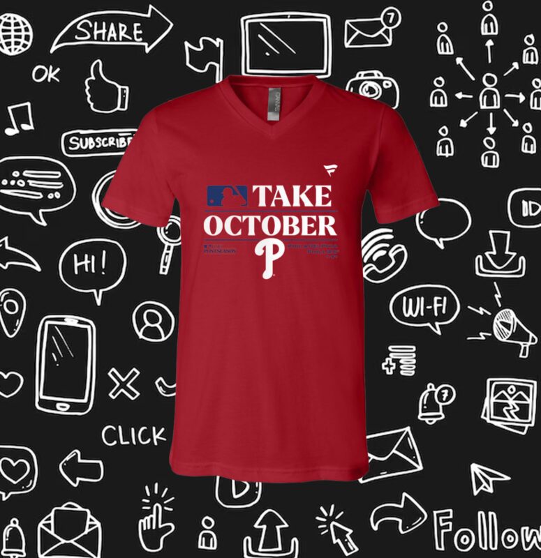 Phillies Red Take October 2023 V-neck Shirt