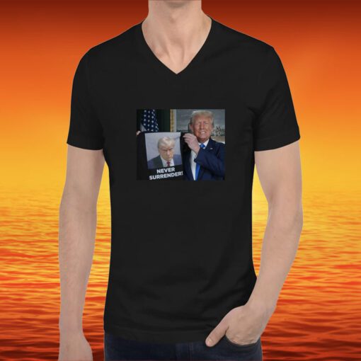 Shows Donald Trump Off Trump Mugshot Never Surrender Lady’s Fleece Cropped Hoodie Shirts