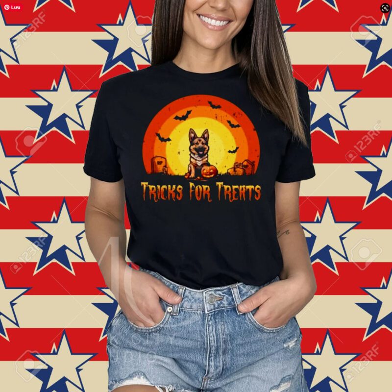 Tricks for treats german Shepherd Halloween shirt