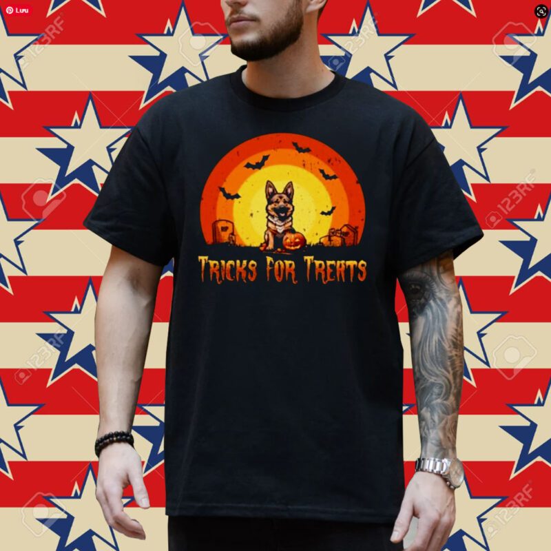 Tricks for treats german Shepherd Halloween shirt