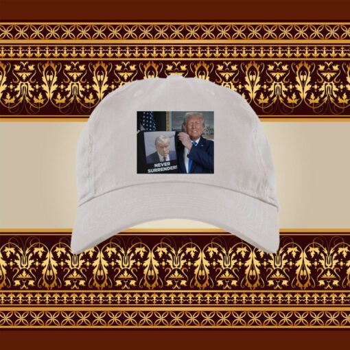Donald Trump Shows Off Trump Mugshot Never Surrender Cap Hat