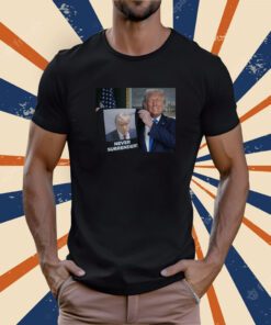 2024 Trump Shows Off Mugshot Never Surrender Shirt