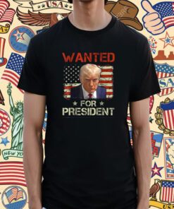 Wanted Donald Trump For President 2024 USA Flag Tee Shirt