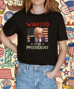 Wanted Donald Trump For President 2024 USA Flag Tee Shirt