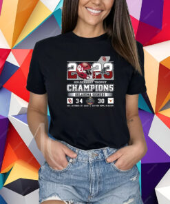 2023 Golden Hat Trophy Champions Oklahoma Sooners 34 Texas Longhorns 30 Sat October 07 2023 Cotton Bowl Stadium T-Shirt