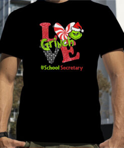 Santa Grinch Love School Secretary Merry Christmas 2024 T-Shirt