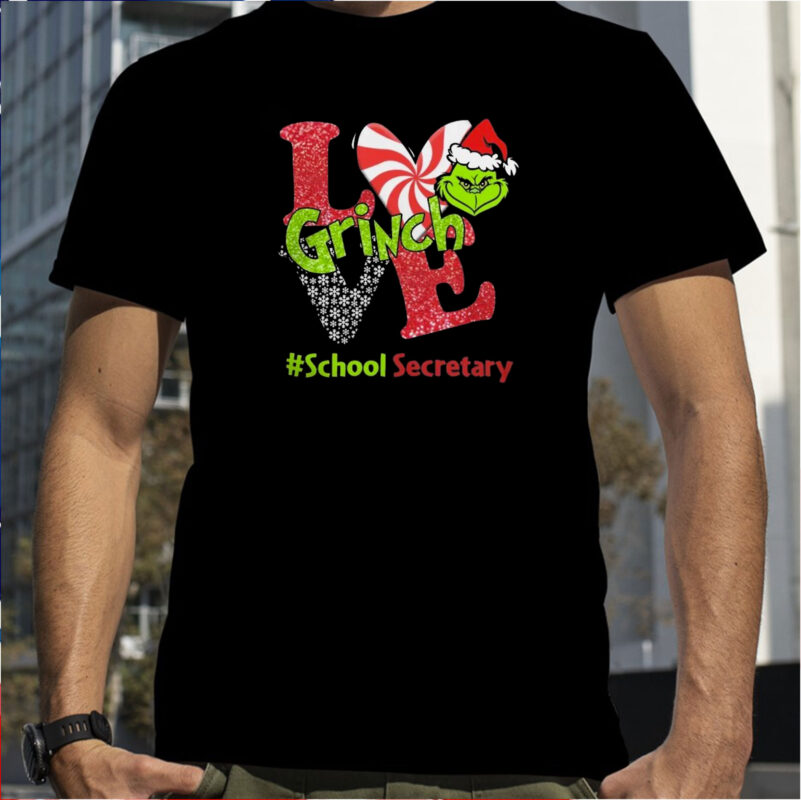 Santa Grinch Love School Secretary Merry Christmas 2024 T-Shirt