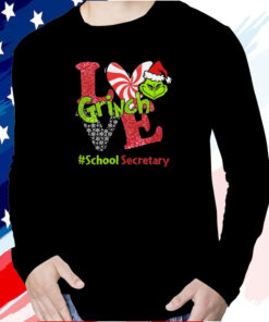 Santa Grinch Love School Secretary Merry Christmas 2024 T-Shirt
