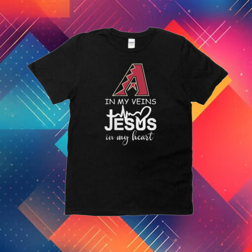 Arizona diamondbacks october in my veins Jesus in my heart 2023 T-Shirt