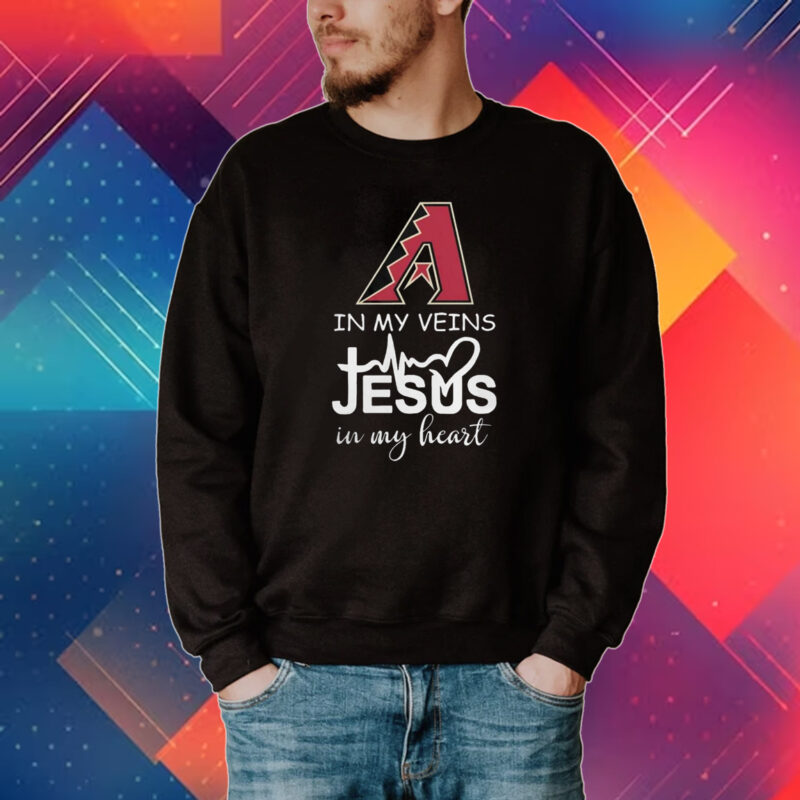 Arizona diamondbacks october in my veins Jesus in my heart 2023 T-Shirt