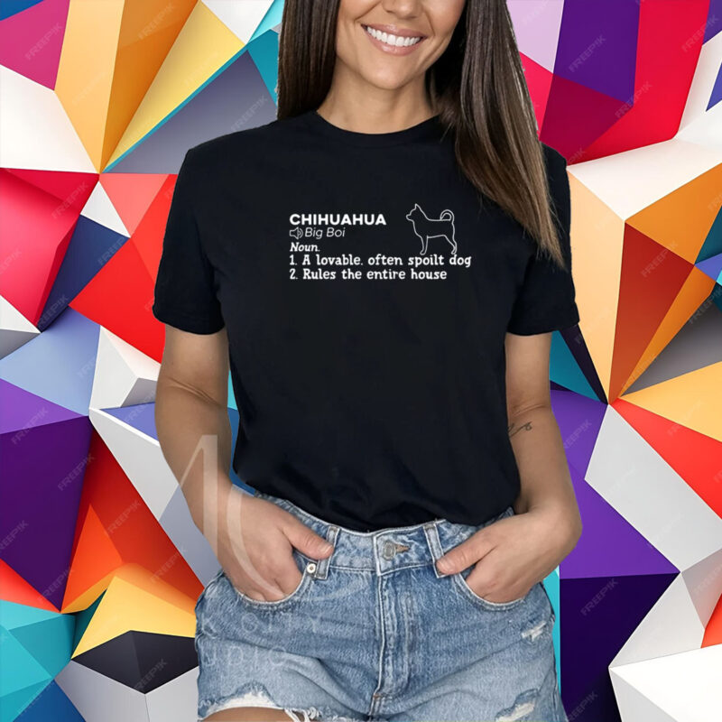 Claire Behind The Hair Chihuahua Big Boi Noun A Lovable Often Spoilt Dog Rules The Entire House T-Shirt