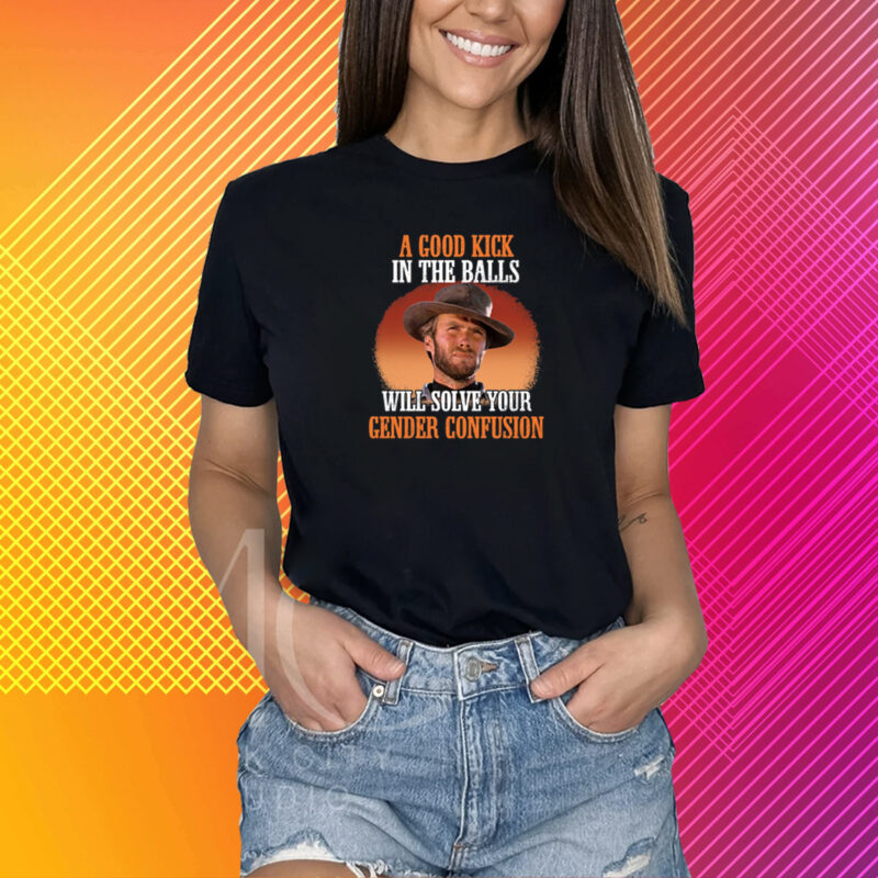 Clinton Eastwood A Good Kick In The Balls Will Solve Your Gender Confusion T-Shirt