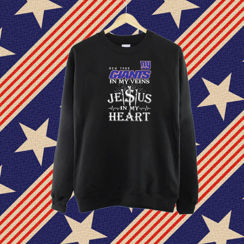 New York Giants In My Veins Jesus In My Heart T-Shirt