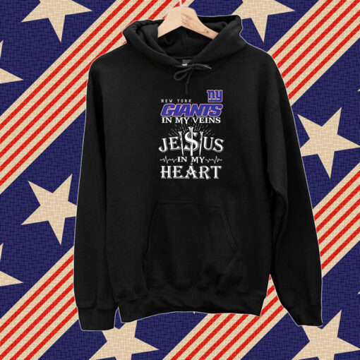 New York Giants In My Veins Jesus In My Heart T-Shirt