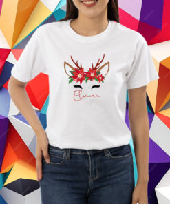 Poinsettia Reindeer Christmas T-Shirt