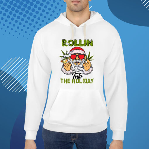 Rollin Into The Holidays, Santa Smoke Weed T-Shirt