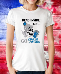 Carolina Panthers Skeleton Dead Inside But Panthers Logo Tee Shirt