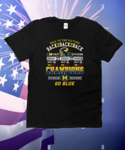 Hail To The Victors Back To Back To Back 2021 2022 2023 Champions Michigan Wolverines Shirt