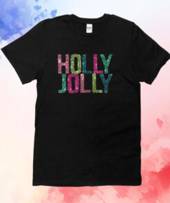 Holy Jolly Gilltter Christmas Letter Print T-Shirt