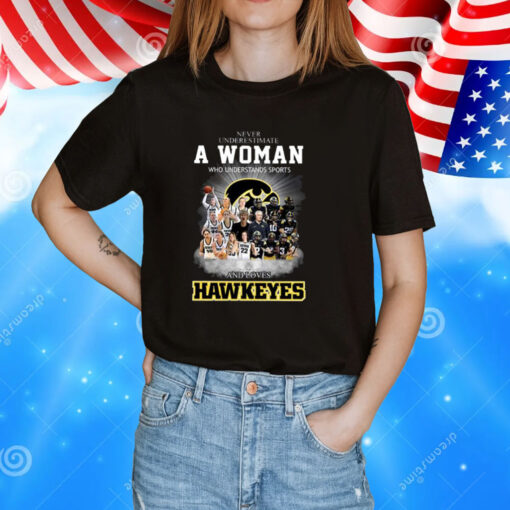 Never Underestimate A Women Who Undersatnds Sports And Loves Hawkeyes TShirt