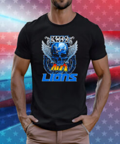 Skull Wings Kiss In Detroit Lions Football T-Shirts